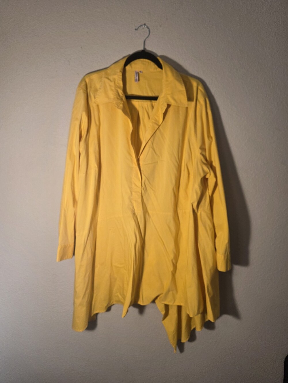 Yellow Long-Sleeve Asymmetrical Women's Top